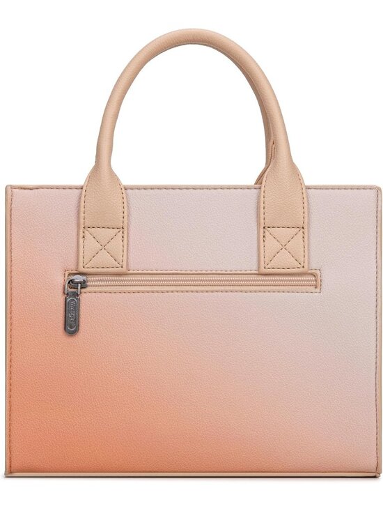 Women Women\'s Light Brown Polyester Zipper Top-handle Strap Quilted Tote Crossbody Bag